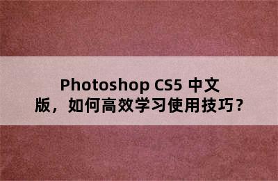 Photoshop CS5 中文版，如何高效学习使用技巧？